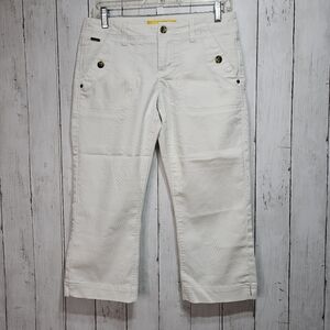 Lole Women's White Capri Pants UPF 50 Outdoor Capri's Knee Length Size 6 Pockets